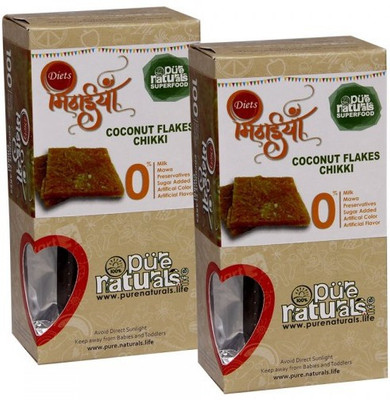 Purenaturals Diets Chikki Coconut Flakes Chikki- Set of 2(200 g, Pack of 2)