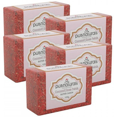 Pure Naturals Butter Soap Coconut | Rose Petals-Set of 5(625 g, Pack of 5)