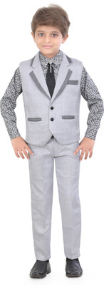

Jeet Indo Western Self Design Baby Boys Suit, Grey