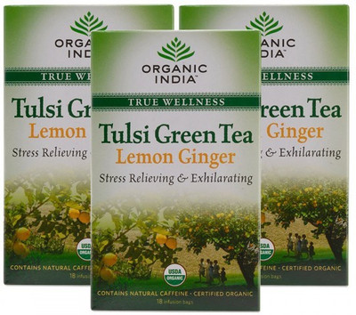 

Organic India Tulsi Green Tea Lemon Ginger - 18 Tea Bags Infusion Tea Bag(18 g)