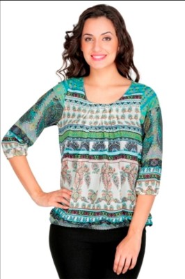 MAYRA Party 3/4 Sleeve Printed Women Multicolor Top