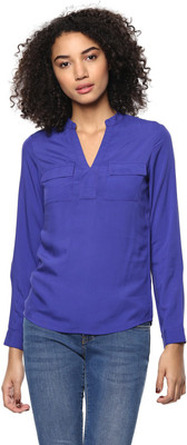 HARPA Casual Full Sleeve Solid Women Blue Top