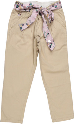 

US Polo Kids Regular Fit Girls Grey Trousers, Beige