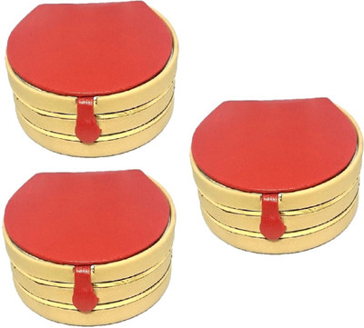 Addyz Combo Pack Of 3 Pieces Round Bangle small Box Travel Case jewellery Vanity Box(Brown)