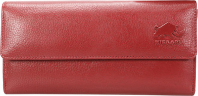 

Kifaaru Women Red Genuine Leather Wallet(11 Card Slots)