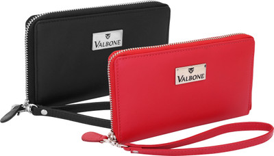 

Valbone Women Multicolor Genuine Leather Wallet(4 Card Slots), Red black