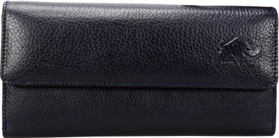 

Kifaaru Women Blue Genuine Leather Wallet(11 Card Slots), Navy blue