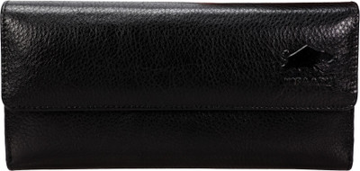 

Kifaaru Women Black Genuine Leather Wallet(11 Card Slots)
