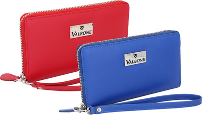 

Valbone Women Multicolor Genuine Leather Wallet(4 Card Slots), Red blue