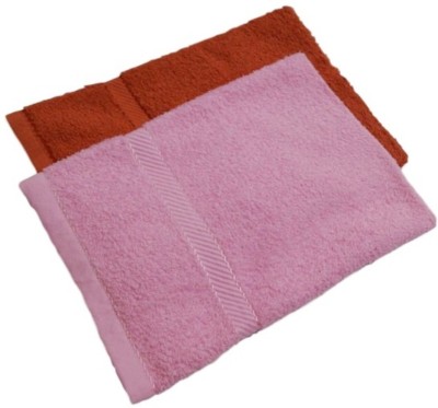 SNUGGLE Terry Cotton 600 GSM Hand Towel Set(Pack of 2, Pink, Orange)