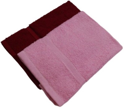 SNUGGLE Terry Cotton 600 GSM Hand Towel Set(Pack of 2, Maroon, Pink)