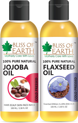 

Bliss Of Earth 100% Natural Jojoba oil & Flaxseed Oil with OMEGA-3 (100ML Each) Combo Set
