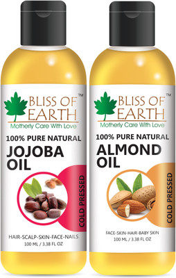 

Bliss Of Earth Jojoba Oil & Sweet Almond Oil (100ML Each) Coldpressed & Unrefined Combo Set