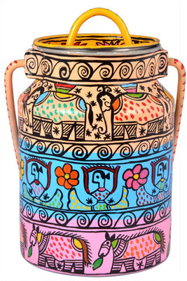 

Kaushalam Kaushalam Hand Rajasthani MultiColourPainted Container - 1 L Aluminium Grocery Container(Multicolor)