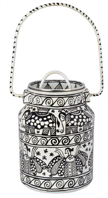 

Kaushalam Kaushalam Hand Rajasthani Night Black Painted Container - 1 L Aluminium Grocery Container(Black)