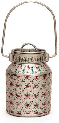 

Kaushalam Kaushalam Hand Rajasthani Silver Painted Container - 1 L Aluminium Grocery Container(Silver)