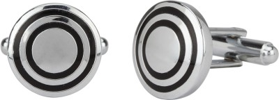 Stylepotion Enamel, Brass Cufflink Set(Silver, Black)