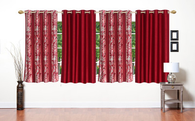 

Stella Creations 154 cm (5 ft) Polyester Window Curtain (Pack Of 4)(Printed, Maroon)