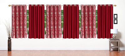 

Stella Creations 154 cm (5 ft) Polyester Window Curtain (Pack Of 6)(Printed, Maroon)