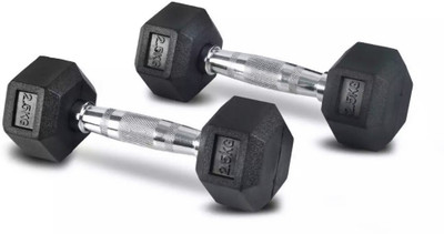 

Arnav Imported Rubber Coated Fixed Weight Hexagon Fixed Weight Dumbbell(5 kg), Black