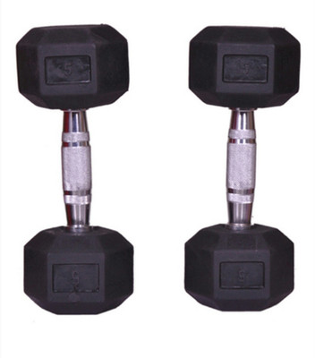 

Arnav Imported Rubber Coated Fixed Weight Hexagon Fixed Weight Dumbbell(10 kg), Black