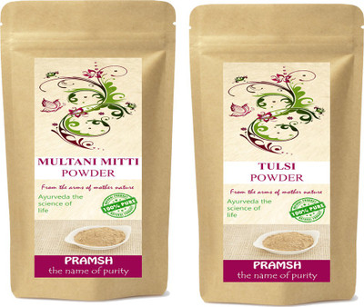 

Pramsh Premium Quality Multani Mitti & Tulsi Leafs Powder Combo 100gm Each(200 g)