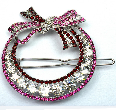 

Glitters Online Gold & Pink Colour American Diamond Hair Clip(Pink)
