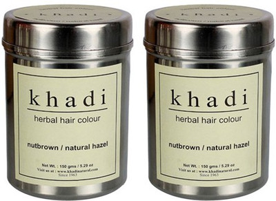 

Khadi Natural Herbal Nut Brown Henna- Natural Hazel Set of 2 Hair Color(Nut Brown)