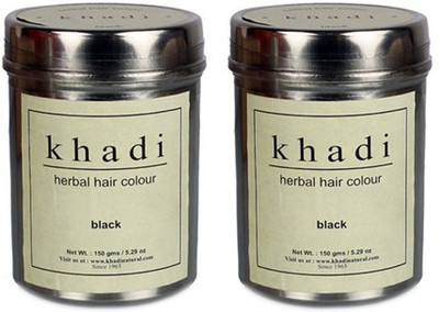 

Khadi Natural Herbal Black Henna Set of 2 Hair Color(Black)