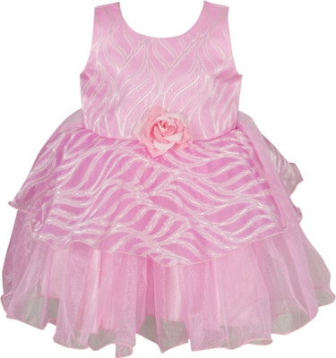 

La Bele Girls Midi/Knee Length Party Dress(Pink, Sleeveless