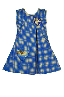 

La Bele Girls Midi/Knee Length Casual Dress(Multicolor, Sleeveless, Blue