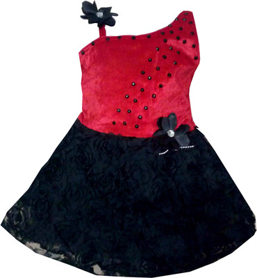 

All About Pink Girls Midi/Knee Length Party Dress(Red, Sleeveless