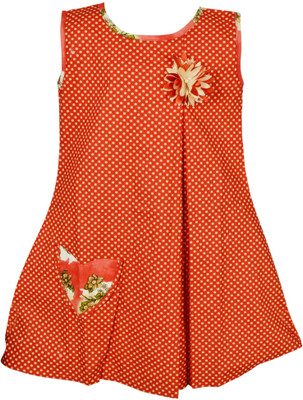 

La Bele Girls Midi/Knee Length Casual Dress(Multicolor, Sleeveless, Red