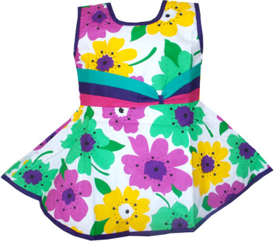

All About Pink Girls Midi/Knee Length Party Dress(Multicolor, Sleeveless, Green