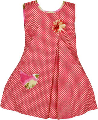 

La Bele Girls Midi/Knee Length Casual Dress(Multicolor, Sleeveless, Pink