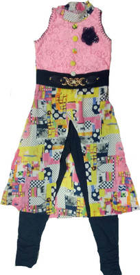

Kid n Kids Girls Festive & Party Kurti and Legging Set(Multicolor Pack of 1, Pink