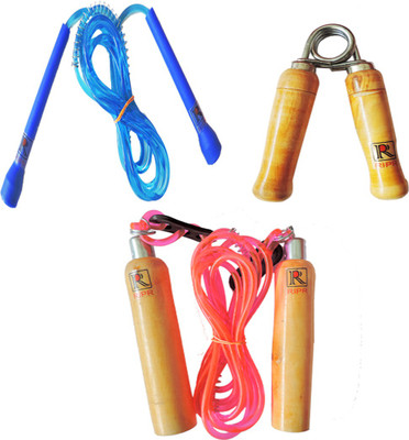 

RIPR Fitness combo 1 wood skipping rope, 1 thin skipping rope and 1 hand gripper Gym & Fitness Kit