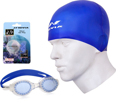 

Nivia Swimming Goggle, Swimming Cap, Ear plug Swimming Kit