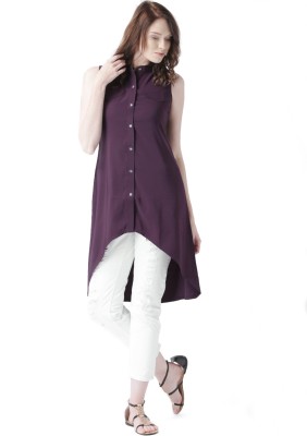 Khankan Women Solid Flared Kurta(Purple)