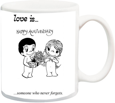 

ME&YOU Love Is Happy Anniversary Gift for Husband,Wife HD printed Ceramic Mug(325 ml), Multicolor