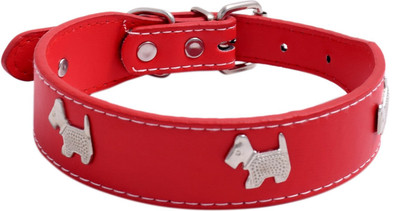 

SRI High Quality Adjustable Dog Collar 1.2 Inch With Dog Shape Metal Stud Dog Everyday Collar(Medium, RED)
