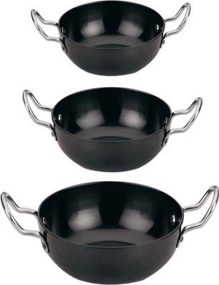 

Jubilant Lifestyle Mini Kadhai Set Kadhai 0 cm(Hard Anodised, Stainless Steel, Non-stick), Black;silver