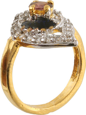 

Fasherati Glittering Leaf Color Stone Alloy Crystal Ring, Multicolor