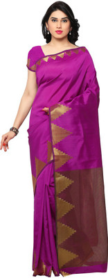 Saara Solid Manipuri Polycotton, Poly Silk Saree(Purple)