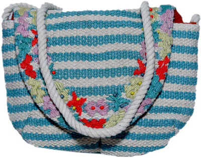

Diwaah Women Casual White, Blue Cotton Sling Bag, Blue;white