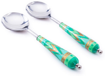 

Chumbak Chevron in Green Stainless Steel Serving Spoon Set(Pack of 2)