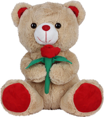 

Ultra Brown Teddy Bear Soft Toy with Red Rose Flower - 32 cm(Brown)