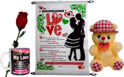 

Siddhi Gifts Soft Toy, Greeting Card, Artificial Flower Gift Set