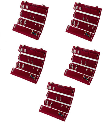 Addyz Pack Of 5 Medium Earring Box Makeup Vanity Box(Maroon)