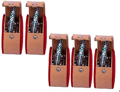 

Addyz Pack of 5 Round Bangle small Box Travel Case jewellery Vanity Box(Beige)
